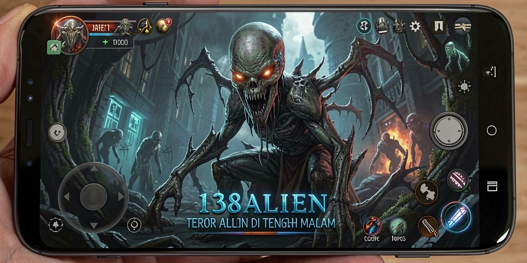 Screenshot yang menampilkan suasana mencekam di dalam game 138ALIEN.