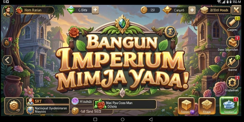 Tampilan gameplay 5RT dengan berbagai elemen bisnis yang menarik.