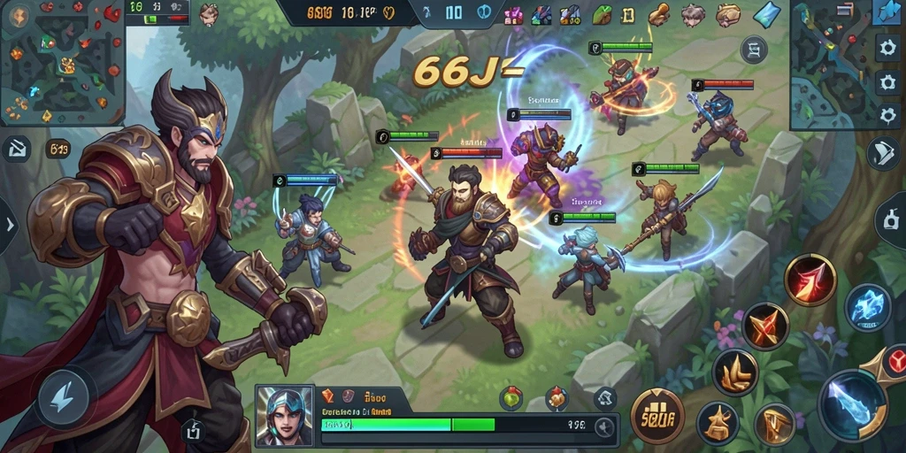 Screenshot gameplay 666J yang menunjukkan pertempuran strategis.