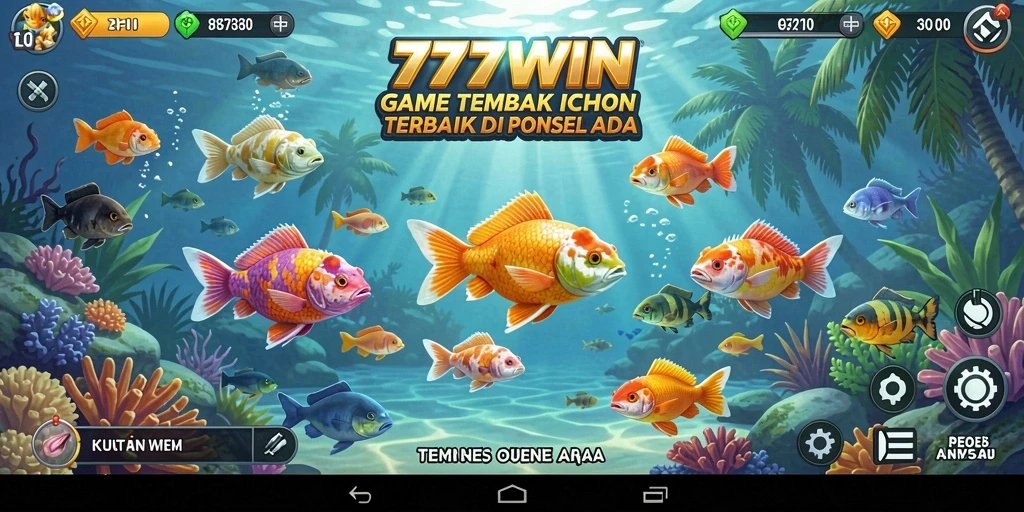 Tampilan gameplay seru dari 777WIN dengan berbagai ikan yang menunggu untuk ditangkap.