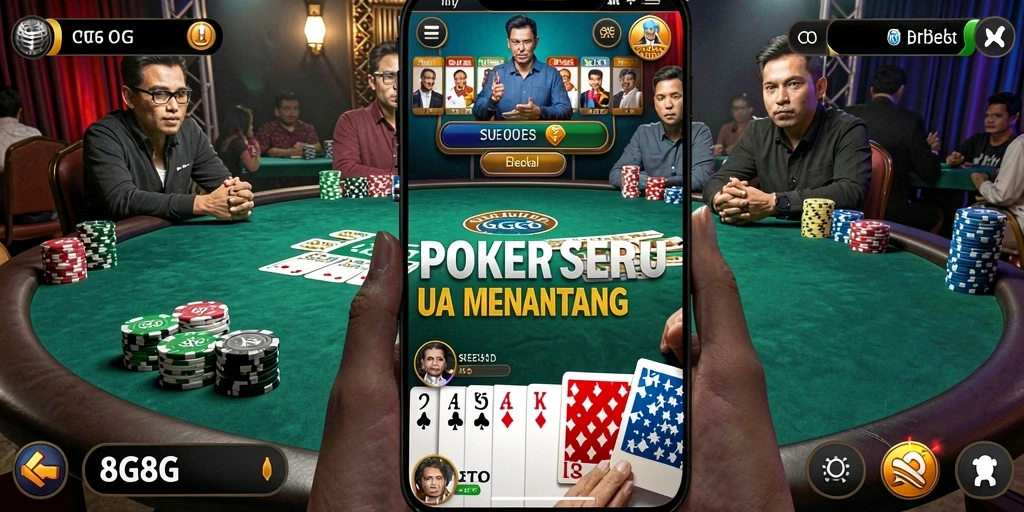 Tampilan gameplay poker 8G8G yang mendebarkan dan interaktif.