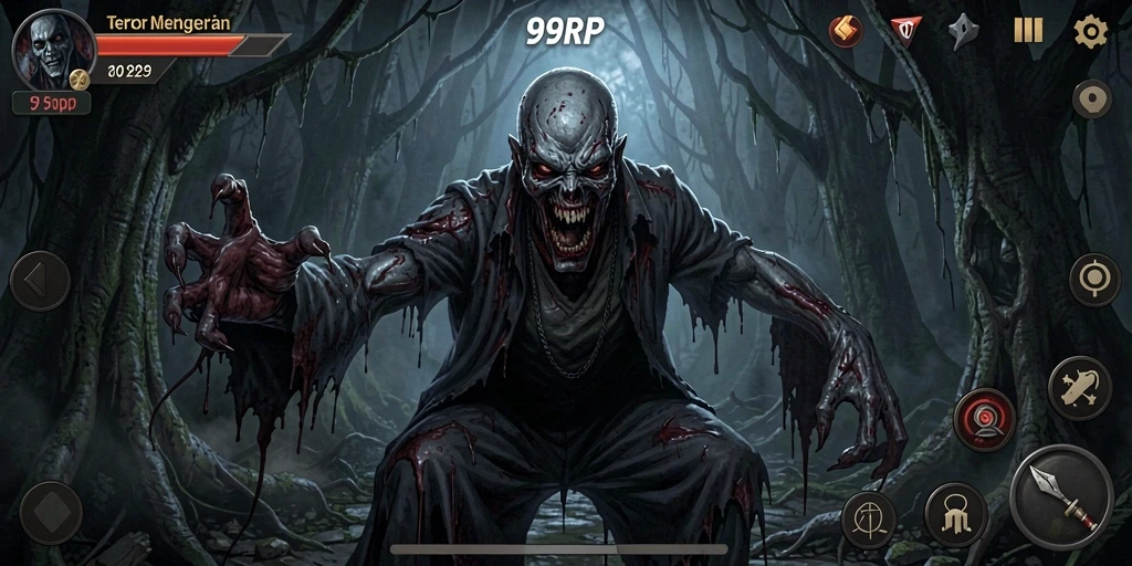 Menampilkan suasana gelap dan mencekam dalam gameplay Horror.
