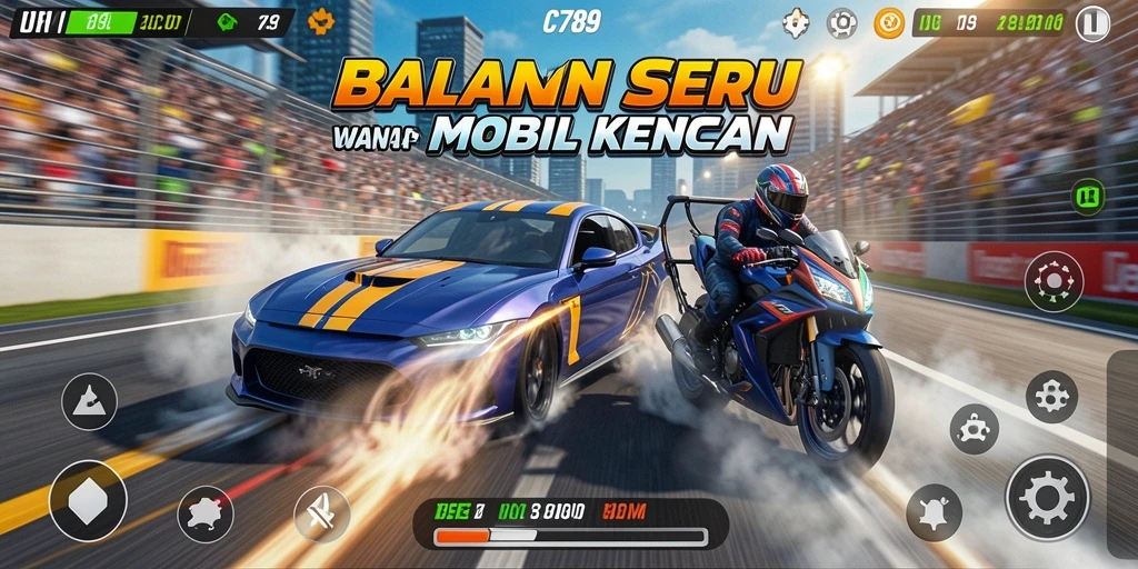 Gameplay seru C789 dengan mobil balap kencang.
