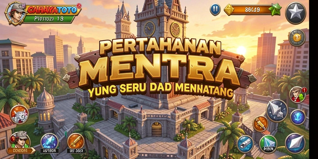 Tangkapan layar utama CAHAYATOTO menampilkan aksi seru dalam permainan Tower Defense.