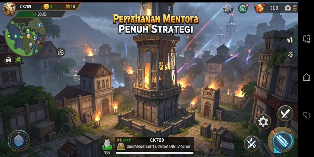 Tampilan gameplay CK789 yang menegangkan dalam Tower Defense.
