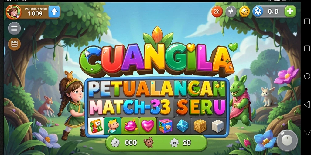 Gameplay seru CUANGILA dengan elemen Match-3 yang menarik.