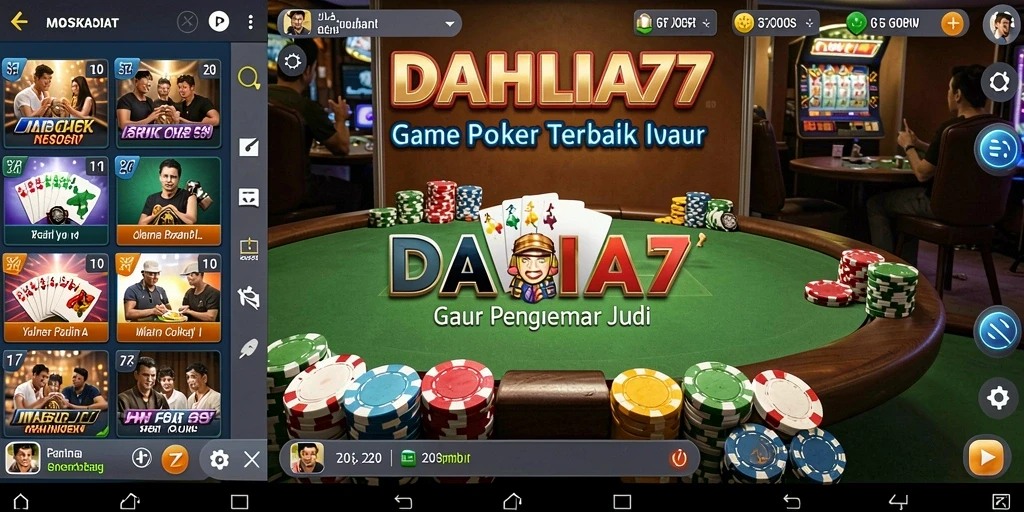 Tampilan gameplay menarik di DAHLIA77 dengan suasana Poker yang seru.