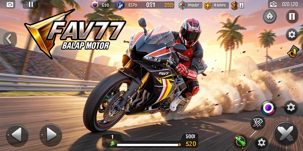 Screenshot FAV77 menampilkan gameplay balap motor yang mendebarkan dan penuh aksi.