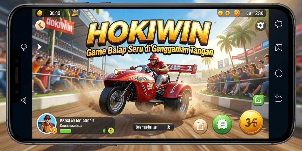 Tangkapan layar permainan <strong>HOKIWIN</strong> menampilkan balapan seru di trek yang menantang.
