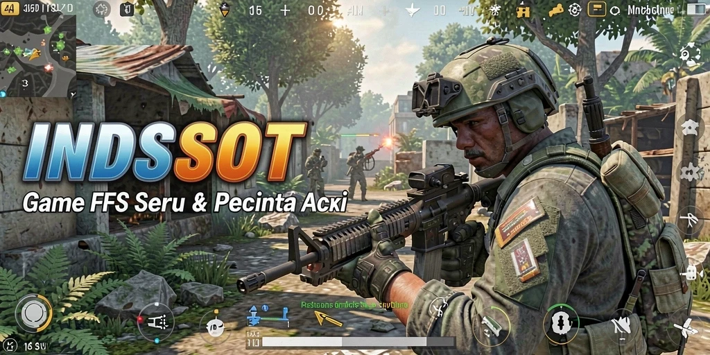 Tampilan gameplay seru di dalam INDSLOT dengan aksi menembak yang intens.