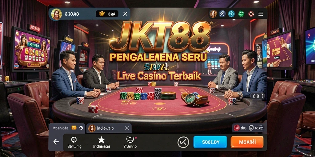 Screenshot JKT88 menampilkan gameplay Live Casino yang mendebarkan.