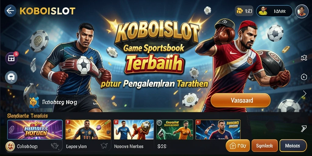 Tampilan menarik dan interaktif dari gameplay KOBOISLOT di aplikasi Sportsbook.