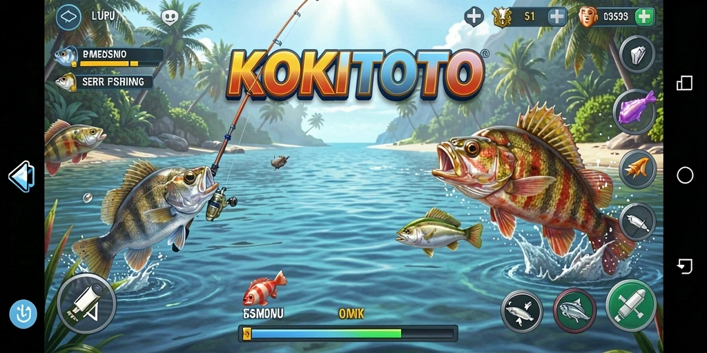 Gameplay <strong>KOKITOTO</strong> yang seru dan menawan saat memancing.