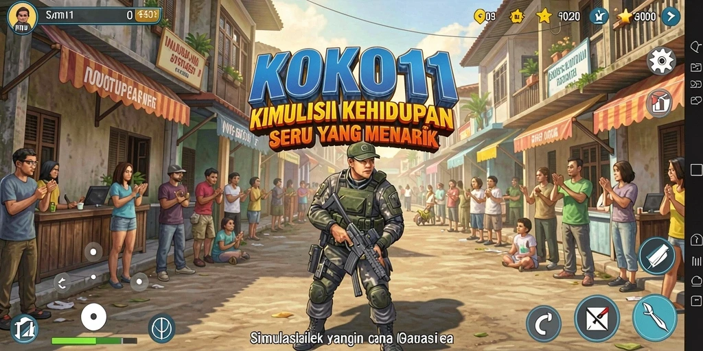 Screenshot KOKO11 menampilkan interaksi karakter dalam gameplay Simulation.