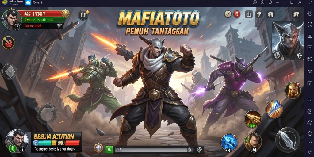 Screenshot gameplay MAFIATOTO yang menampilkan aksi seru di arena pertempuran.