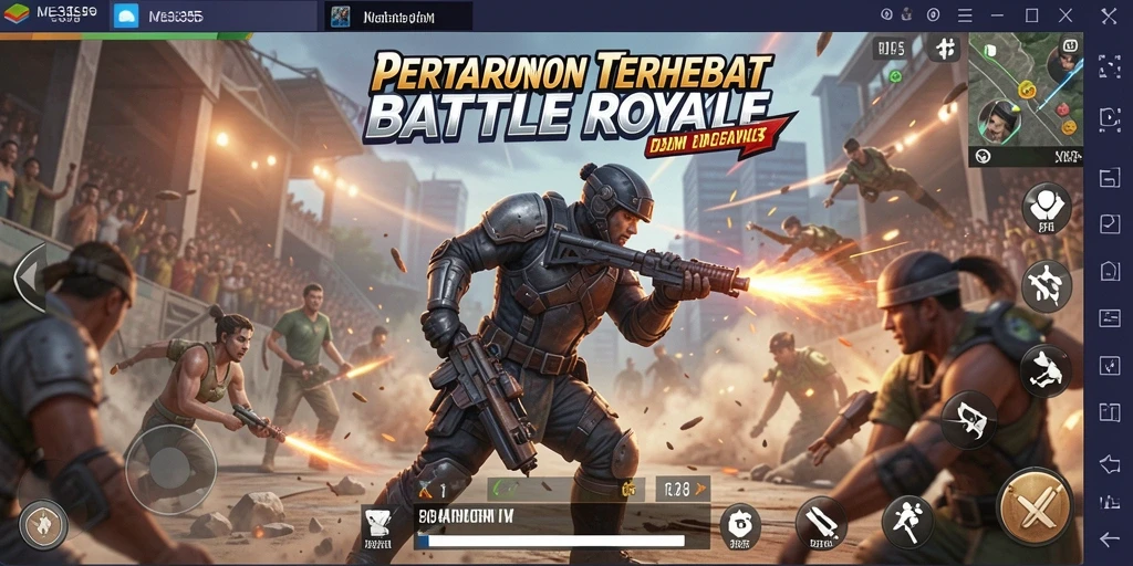 Screenshot gameplay ME355 menampilkan aksinya yang mendebarkan dalam Battle Royale.