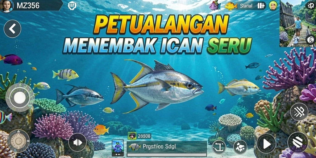 Gameplay seru dan menantang dalam MZ356 saat menembak ikan.