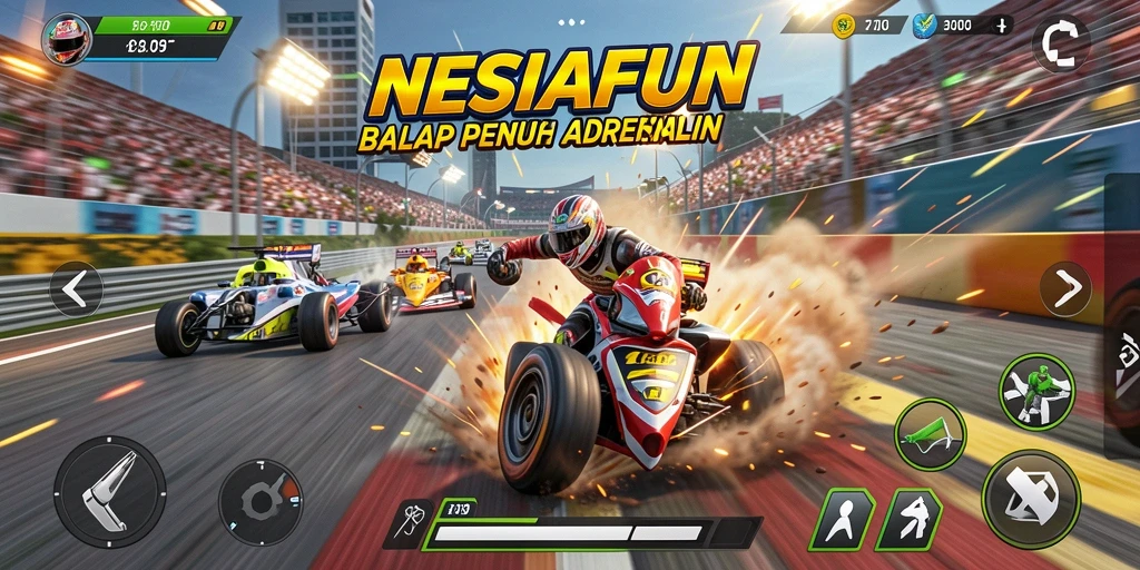 Gameplay balap yang mendebarkan dan menantang.