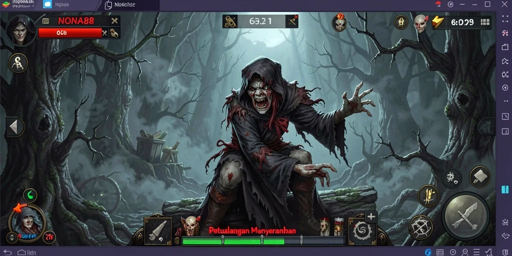 Tampilan gameplay NONA88 yang menyeramkan dan mendebarkan.