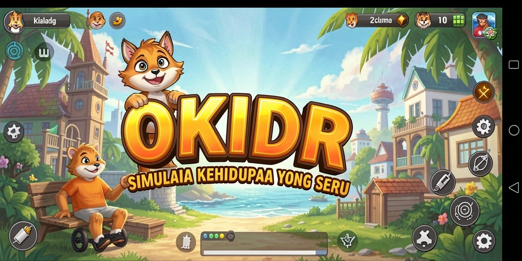 Tampilan gameplay seru dari OKIDR dengan interaksi karakter yang menarik.