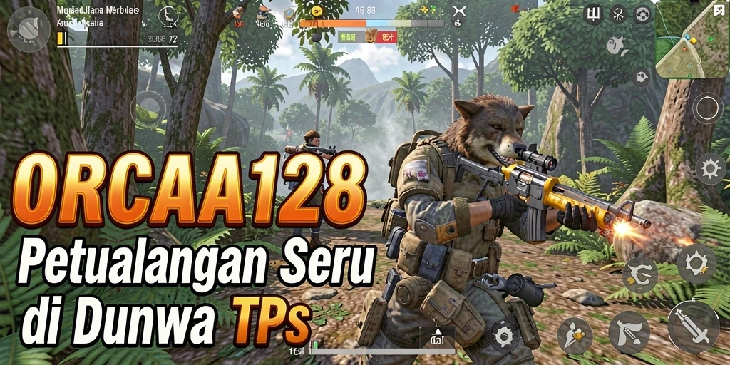 Tampilan seru gameplay ORCA128 di tengah pertempuran TPS.