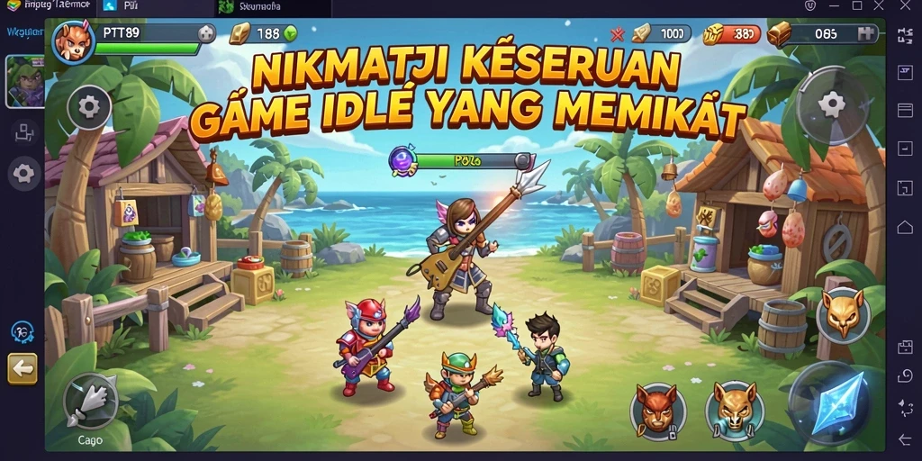 Screenshot gameplay PT89 yang menunjukkan karakter sedang bergerak dan mengumpulkan sumber daya.