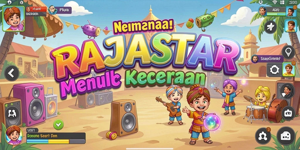 Screenshot gameplay menarik dari RAJASTAR dengan berbagai lagu.