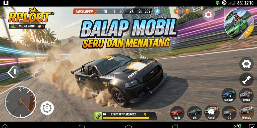 Gameplay balap seru dengan mobil-mobil keren di RPLOOT.