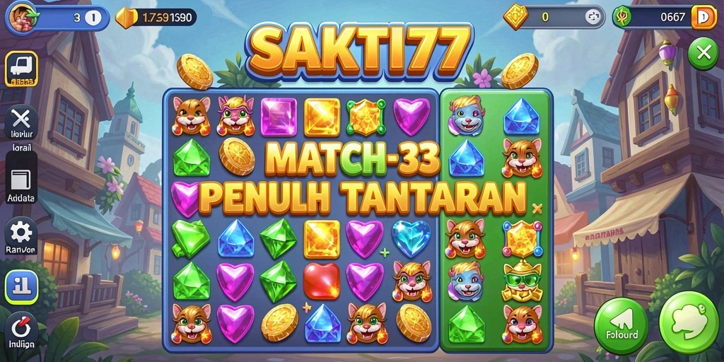 Tampilan gameplay menarik dari SAKTI77 dengan elemen Match-3.