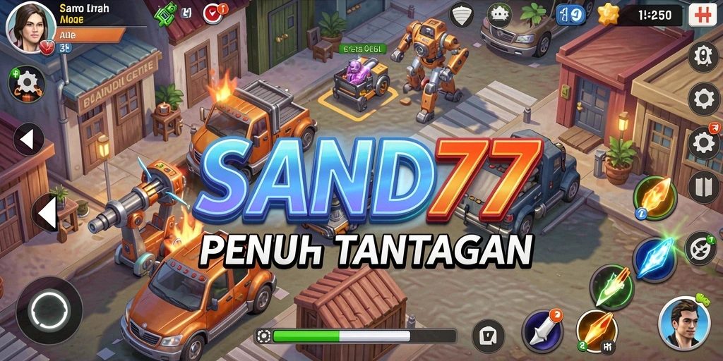 Tampilan gameplay SAND77 yang menarik dan penuh warna saat mengumpulkan sumber daya.
