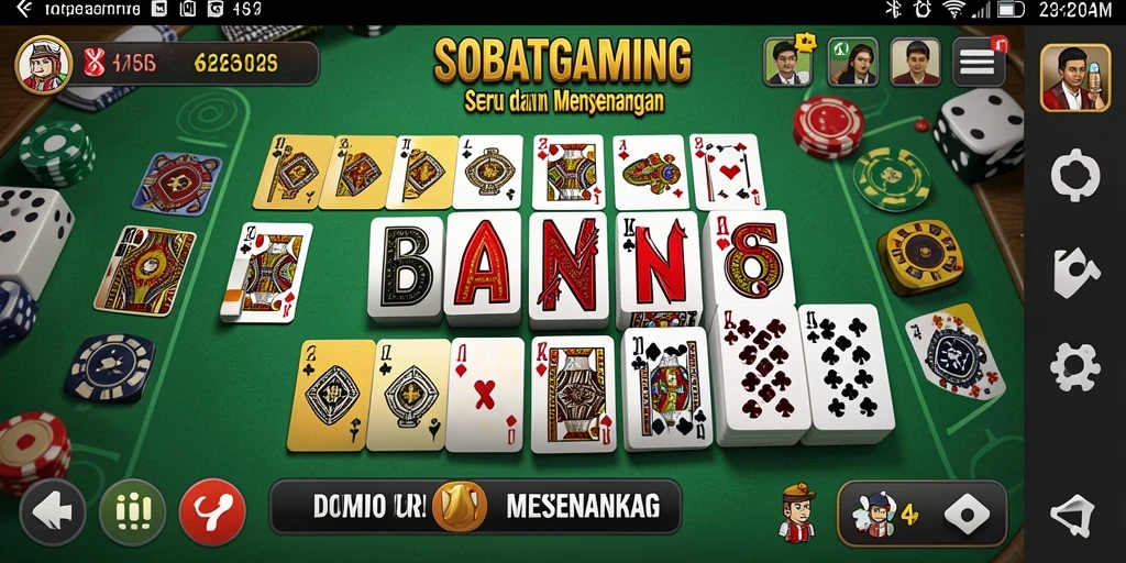 Tampilan menarik dari gameplay Domino yang seru dan mendebarkan.