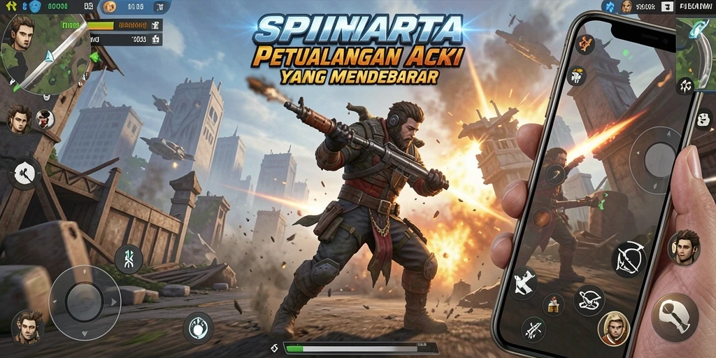 Gameplay SPINHARTA yang penuh aksi dan tantangan seru.