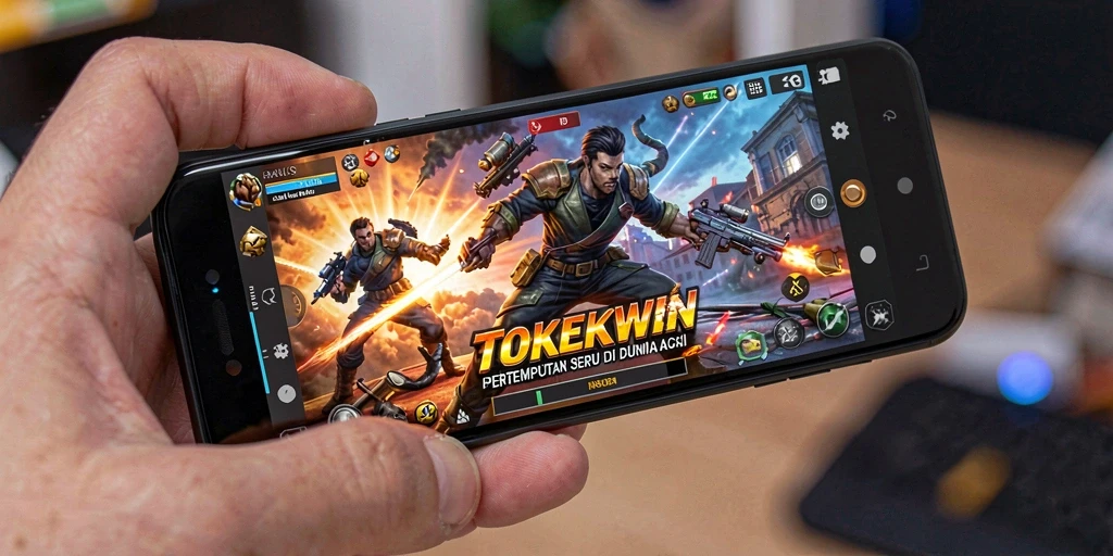 Screenshot menunjukkan gameplay penuh aksi dari TOKEKWIN.